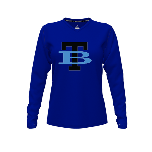 [FTLVCFRY-FYXS-LOGO1] Decker Comfort T-Shirt (Female Youth XS, Royal, V Neck, Logo 1, Long Sleeve)
