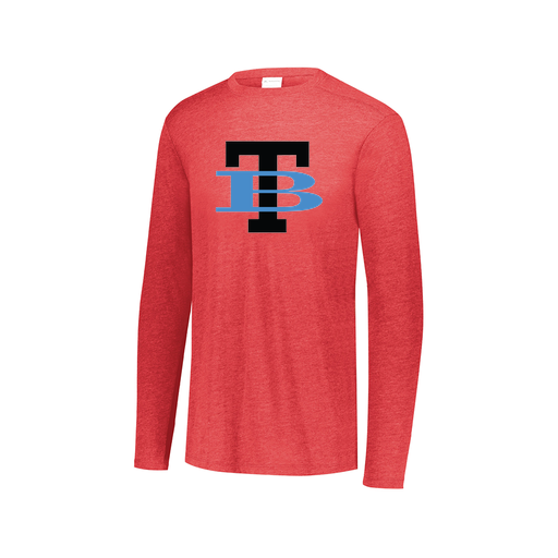 [3075.V96.XS-LOGO1] Decker Men's Tri-Blend T-Shirt - Long Sleeve (Adult XS, Red, Logo 1)