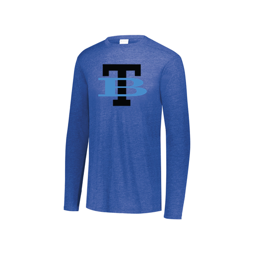 [FTLCUBRY-YS-LOGO1] Decker Youth Tri-Blend T-Shirt - Long Sleeve (Youth S, Royal, Logo 1)